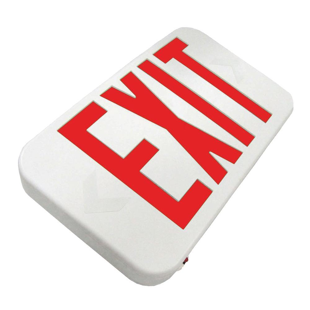 LED Exit Sign with Double-Sided Red Lettering - Battery Backup & 120/277V Voltage - Perfect for Emergency Lighting in Offices, Schools, and Commercial Buildings