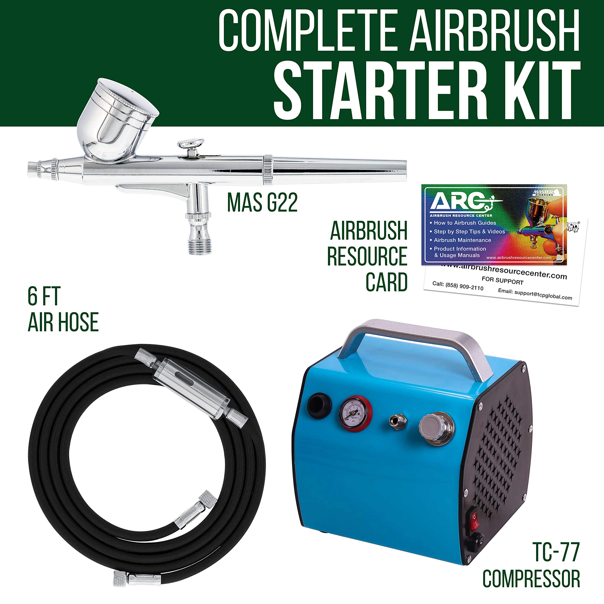 Master Airbrush Performance Dual-Action Airbrush Kit with Compressor, Hose & Moisture Trap - Professional Makeup, Model Painting & DIY Art Projects