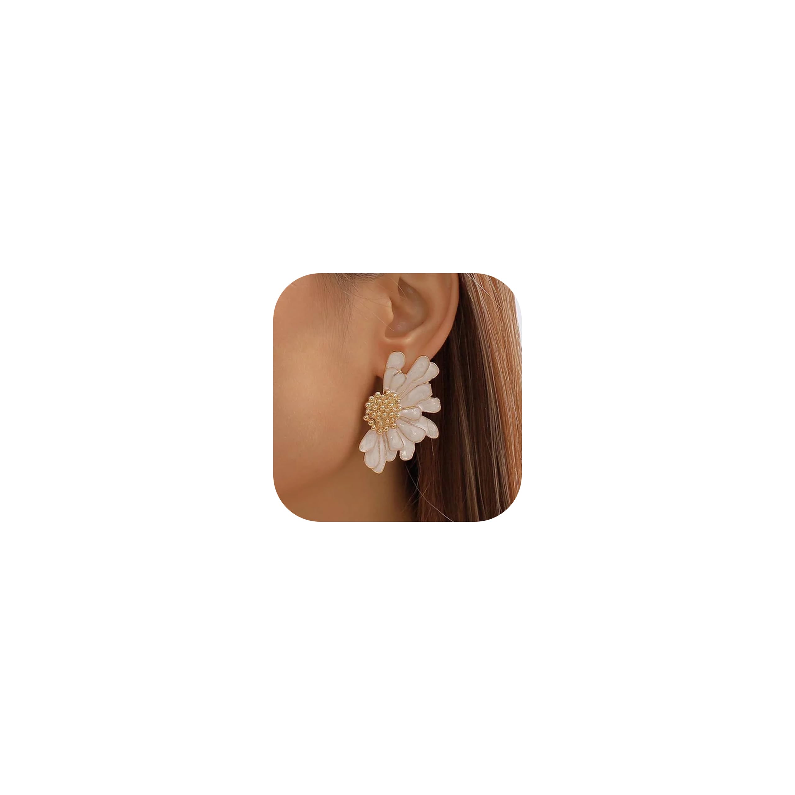 14K Gold Plated Clip-On Earrings for Women - Trendy Non-Piercing Floral Dangle Earrings | Lightweight Fake Earrings Set for Non-Pierced Ears | Perfect for Weddings, Parties & Everyday Wear