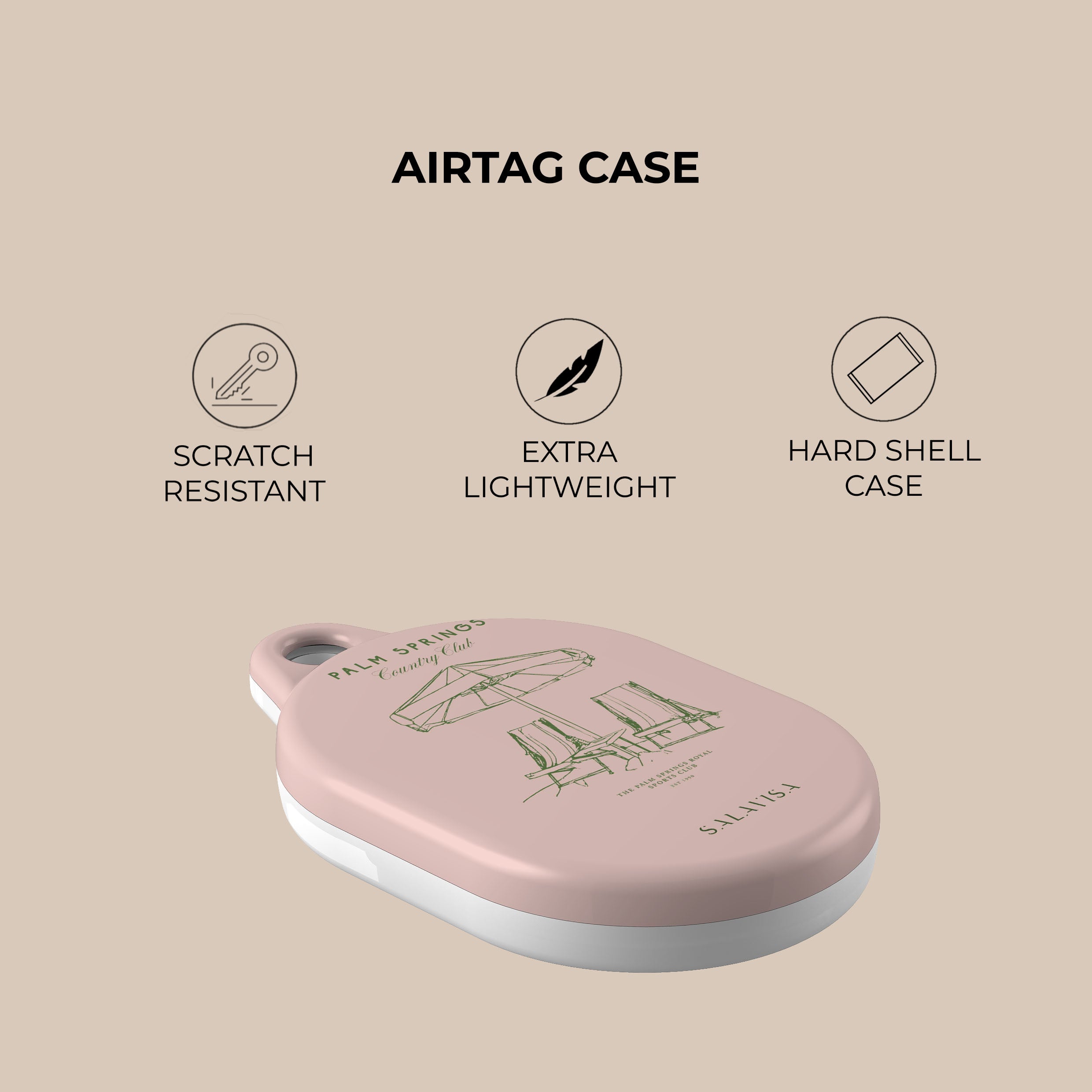 Palm Springs AirTag Holder - Premium Leather Keychain for Apple AirTag - Perfect for Travel, Luggage, Wallets & Keys Tracking