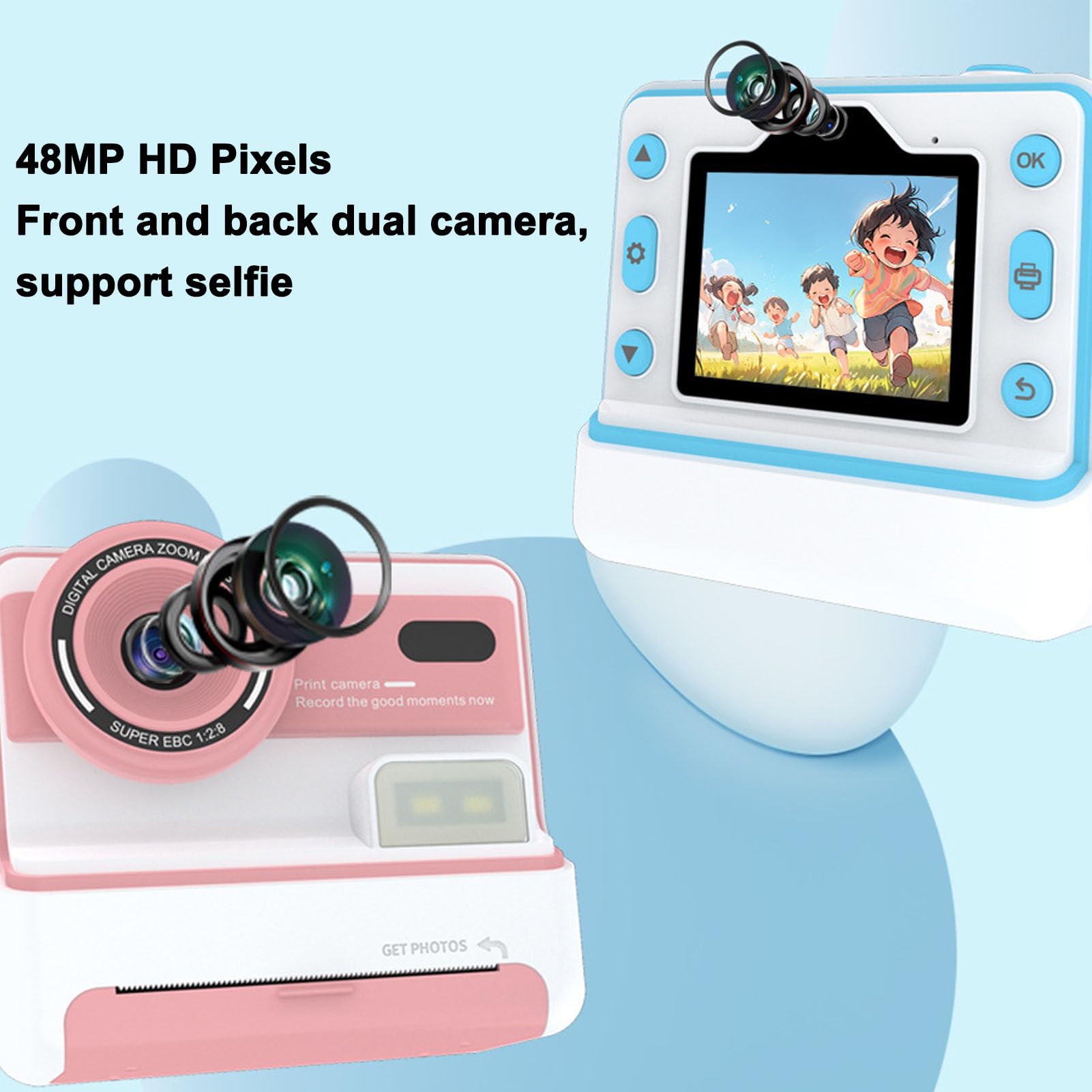 Kids Instant Print Camera - 1080P HD 48MP Digital Camera with 2.4