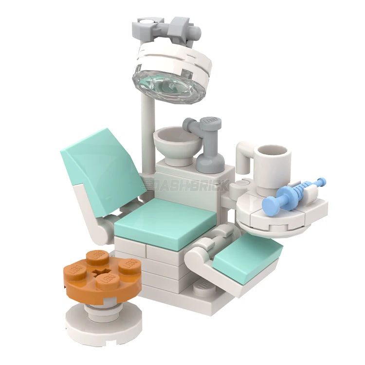 LEGO Dentist Chair Set with Reclining Seat, Sink & Syringe - MiniMOC Building Kit for Kids & Adults | Perfect for Dental Office Role Play & Educational STEM Toys Collection