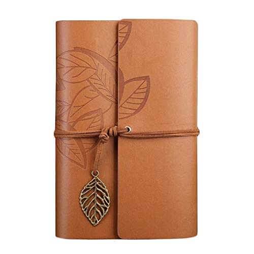 Vintage PU Leather Notebook - Retro Travel Journal, Diary & Notepad for Writing, Office, School & Planner - Light Brown - Perfect for Journaling, Note Taking & Gift Giving