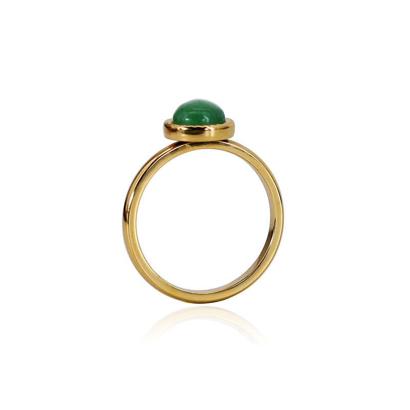Stylish 18K Gold Plated Titanium Steel Ring with Natural Stone Inlays - Red Agate, Pink Crystal & Amethyst Blue Jewelry for Women | Perfect for Parties, Weddings & Everyday Fashion Accessories