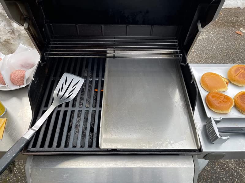 17.2 Inch Stainless Steel Griddle Pan Replacement for Weber Spirit 300/700 & Genesis Silver/Gold/Platinum B/C Series (2005 Model) - Perfect for Outdoor Grilling, BBQ Parties & Backyard Cooking