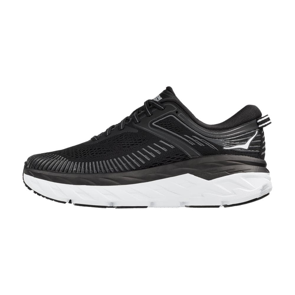 HOKA ONE ONE BONDI 7 Running Shoes for Men & Women - Black/White - Cushioned Comfort for Long Distance Running & Walking