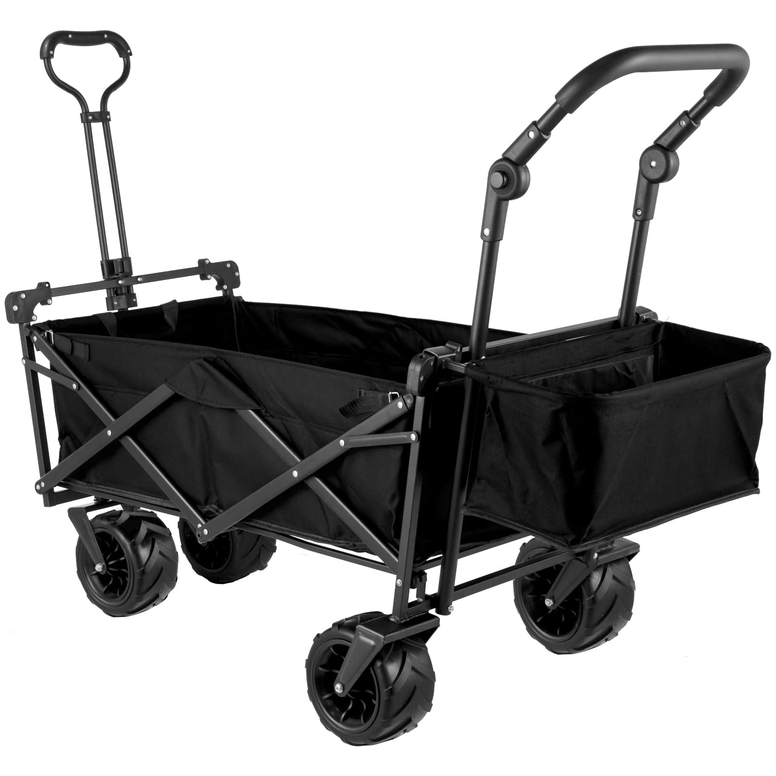 VEVOR Collapsible Wagon with Canopy - 220lbs Capacity Foldable Utility Cart with Large Wheels & Adjustable Handles - Perfect for Beach, Camping, Picnics & Outdoor Adventures
