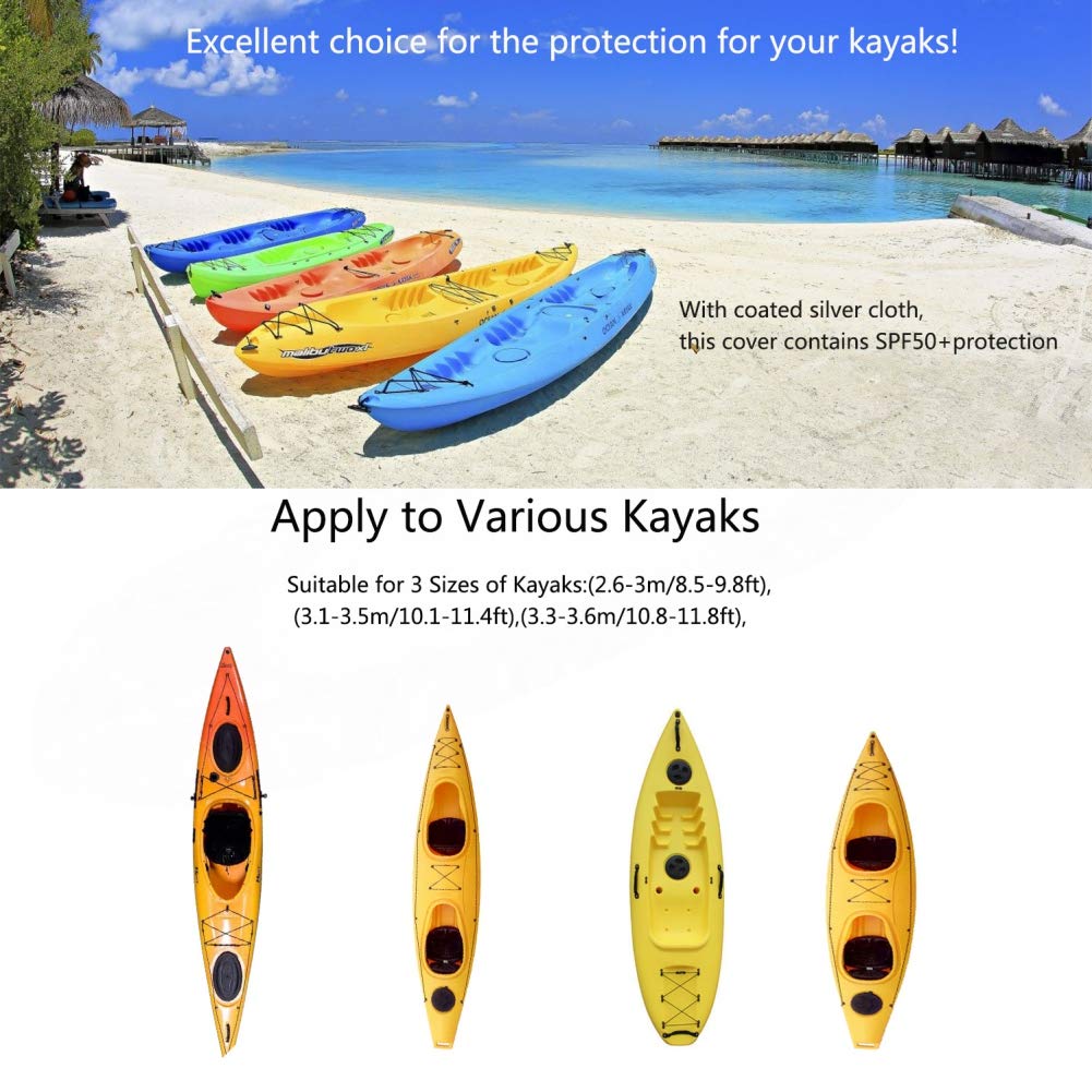 Forart 10-12ft Waterproof Kayak Canoe Cover - Heavy Duty UV Protection, Dust & Sun Shield for Outdoor Boat Storage - Perfect for Fishing, Camping & Marine Use