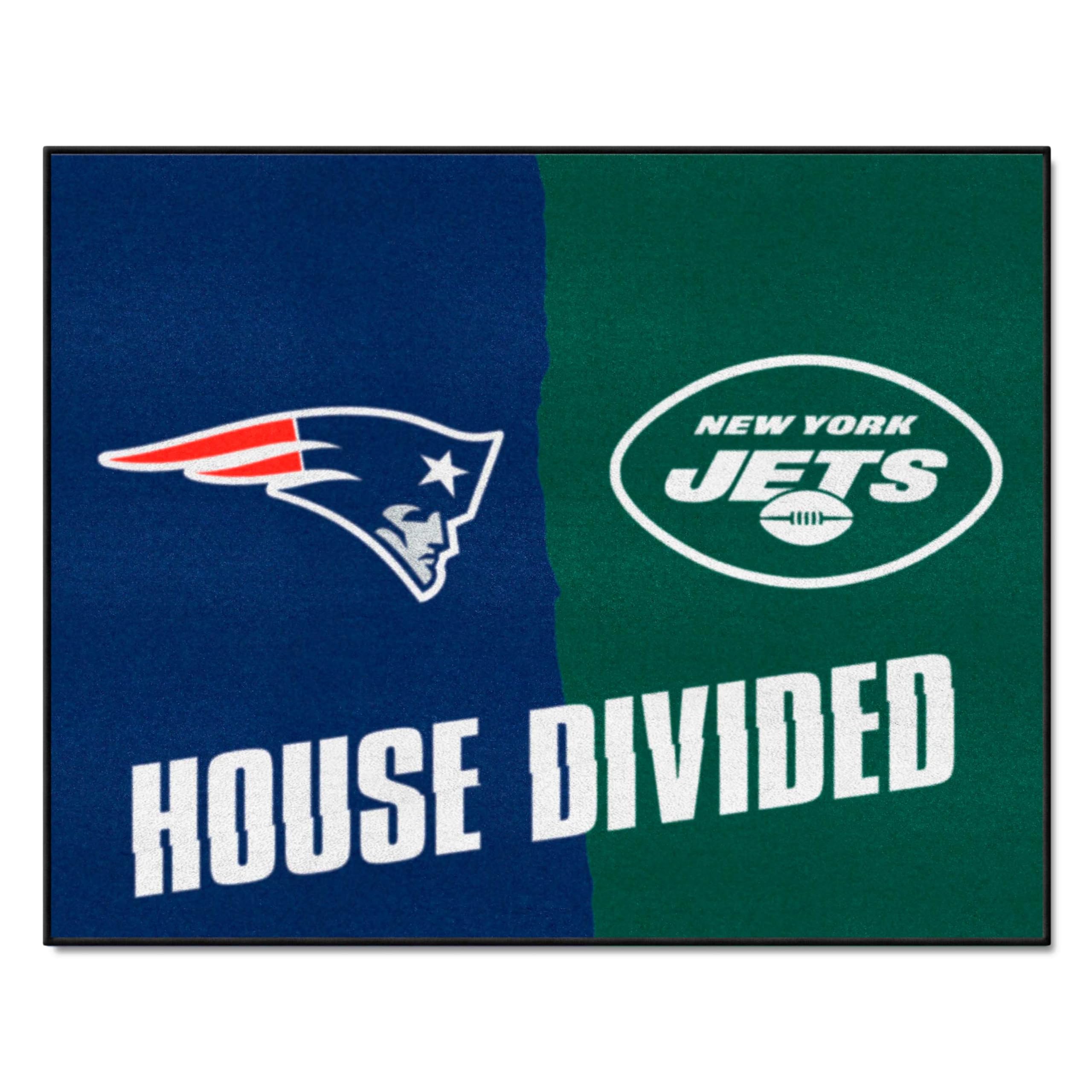 FANMATS NFL Unisex House Divided Mat - Durable Non-Slip Doormat for Football Fans - Perfect for Entryway, Game Room & Sports-Themed Home Decor