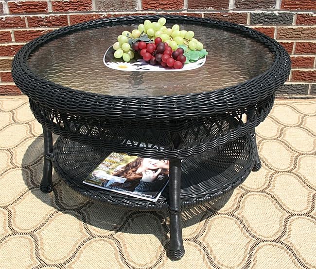 Belaire Round Coffee Table with Tempered Glass Top - Modern Living Room Furniture for Home Decor