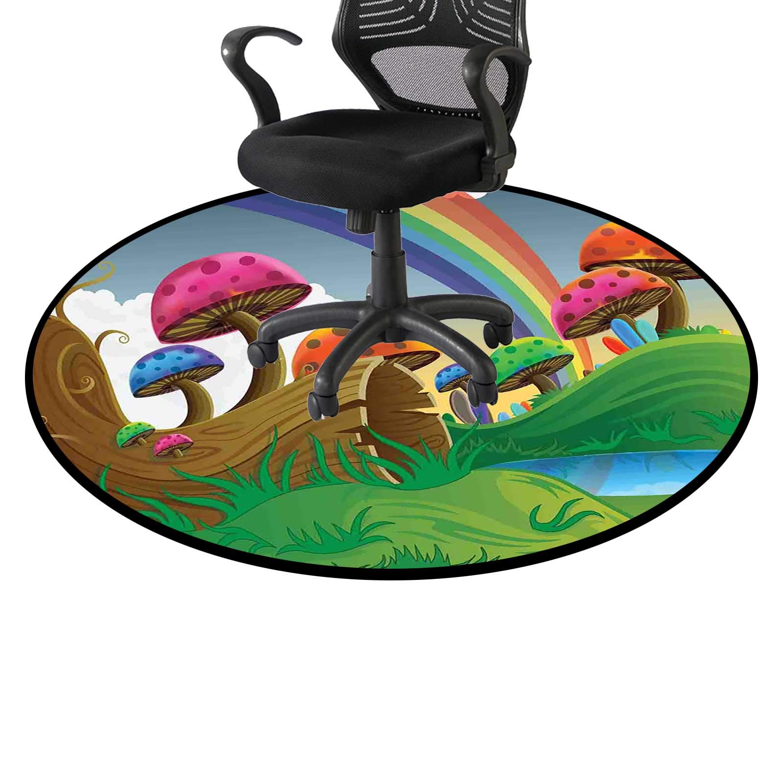 Sunny Playful Foliage Office Swivel Chair Mat - 39.3 Inch Round Floor Protector for Hardwood & Carpet - Perfect for Home Office, Living Room & Bedroom - Protects Floors from Chair Scratches & Spills