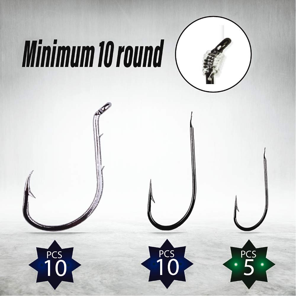 Premium Damascus High Carbon Steel 20+5 Piece Fishing Hook Set with Fluorocarbon Coated Line - Snelled Hooks with Leader for Bass, Trout, and Saltwater Fishing - Ideal for Freshwater & Ocean Angling