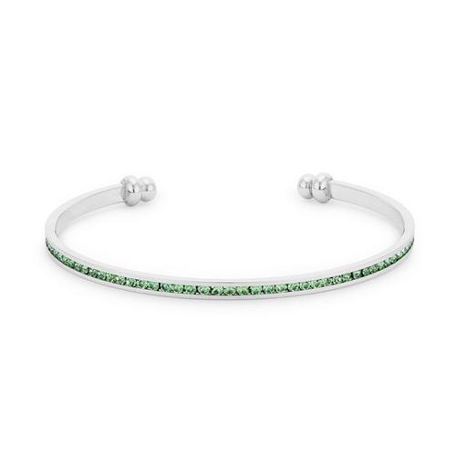 Channel Set Peridot Green Cubic Zirconia Cuff Bracelet - Elegant Women's Fashion Jewelry for Parties, Weddings & Special Occasions