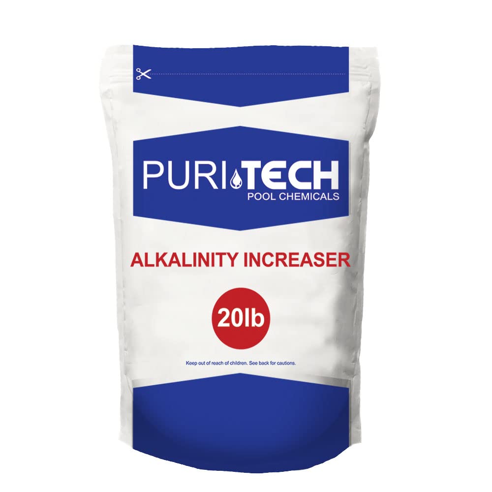 Puri Tech Chemicals 20 lb Alkalinity Increaser & 20 lb Stabilizer Conditioner Kit for Swimming Pools & Spas – Balance pH Levels, Clean Water & Protect Surfaces – Ideal for Pool Maintenance & Water Treatment