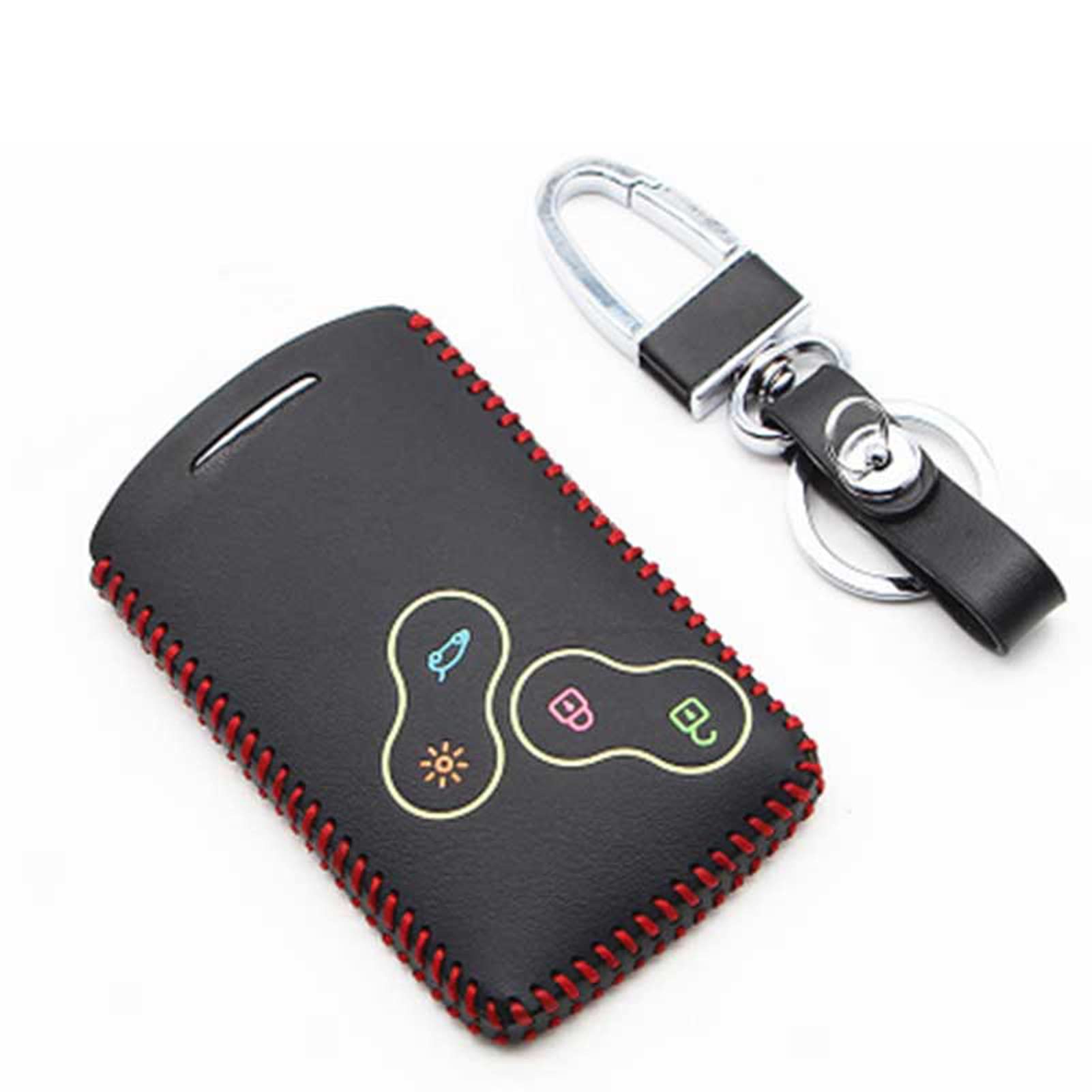 WEEAZYQ Leather Car Key Cover Case for Renault Duster Megane 2 3 Captur Kadjar Clio - Smart Protective Keychain Holder for Car Keys (Perfect for Daily Use & Travel)