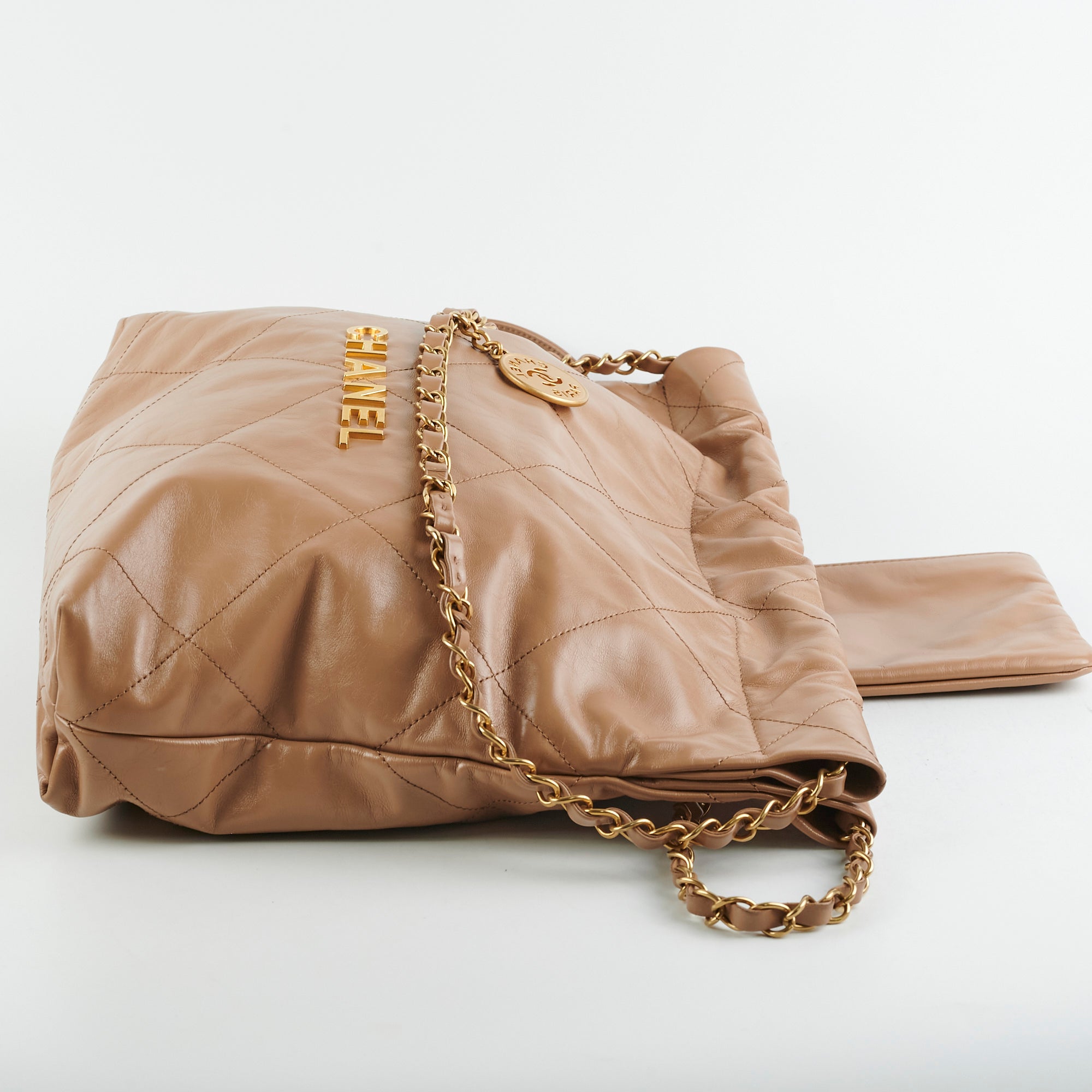 Chanel 22 Small Beige Lambskin Leather Handbag - Luxury Designer Crossbody Bag for Women | Perfect for Date Night, Office & Special Occasions