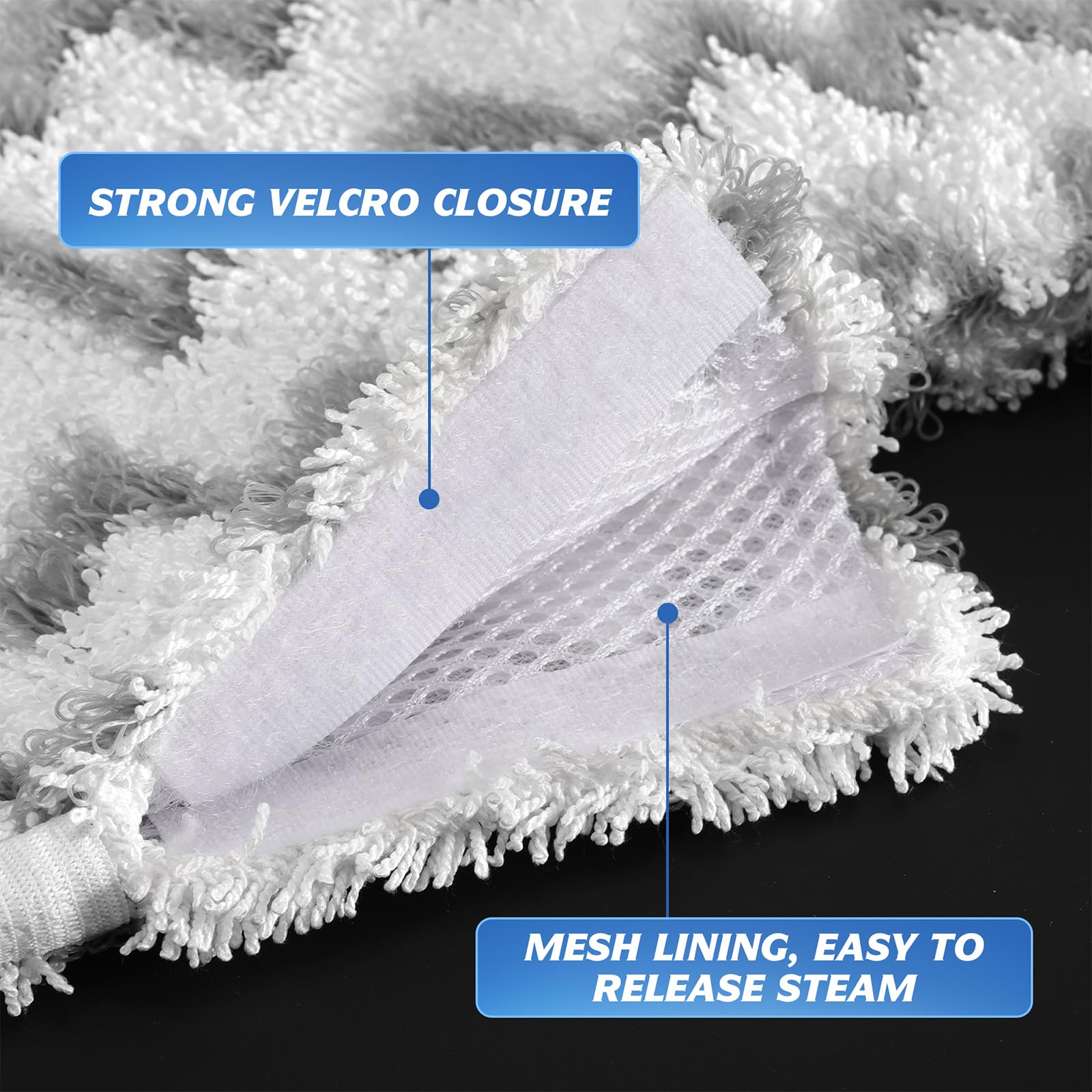 Tidy Monster Steam Mop Pads with Scrub Strips - Microfiber Replacement Pads for Shark Steam Pocket Mop S3500 Series (S3501, S3601, S3550, S3801, S3901, SE450, S3601D, S3901D) - 3-Pack White - Perfect for Deep Cleaning Floors & Tile Surfaces