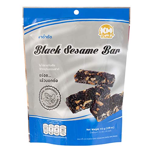 Kwong Meng Authentic Thai Black Sesame Dessert Bar 113g (3.99oz) - Traditional Asian Sweet Snack for Gifts, Tea Time & Dessert Lovers