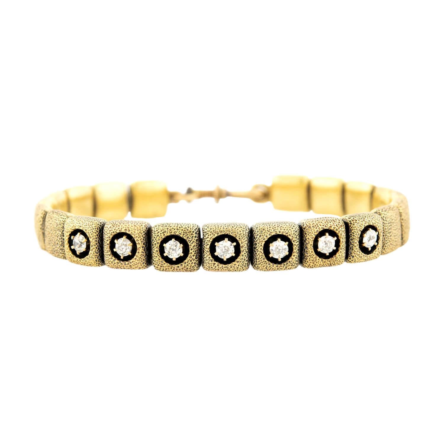 15K Victorian Diamond Stretch Bracelet for Women - Elegant Vintage Jewelry for Parties, Weddings & Special Occasions