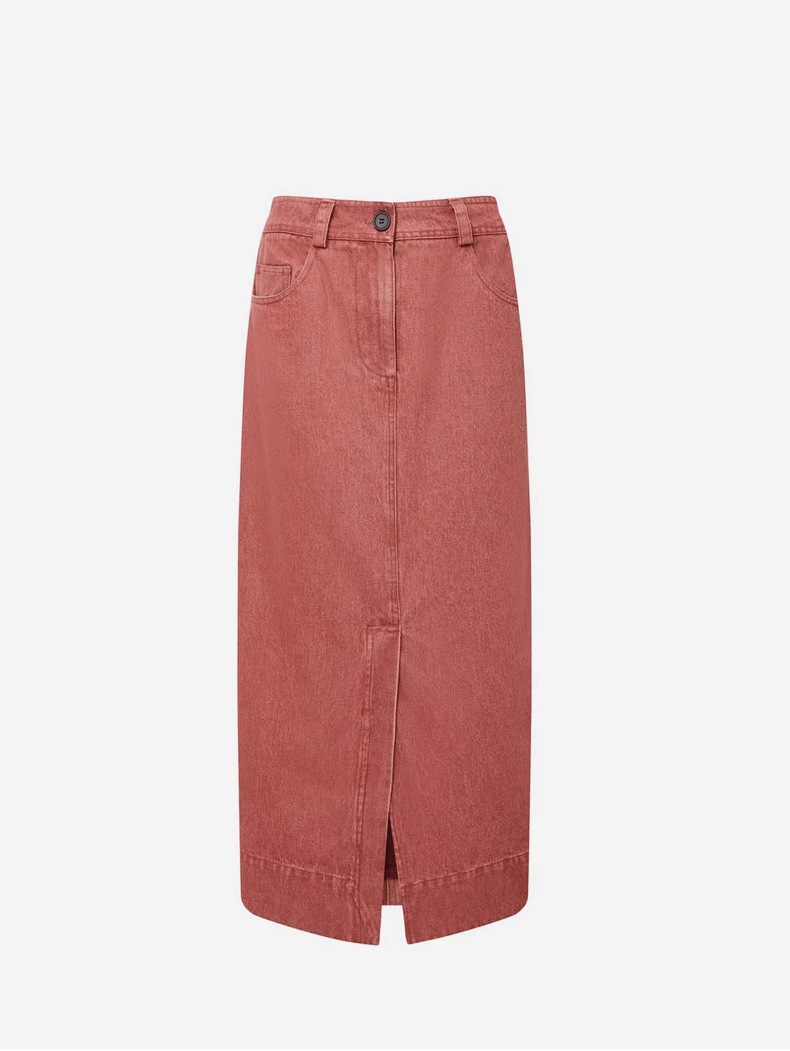 Grace Women's Organic Cotton Twill Denim Skirt - Red Wash | High Waist A-Line Skirt for Women | Casual & Office Wear | Perfect for Spring & Summer Outfits