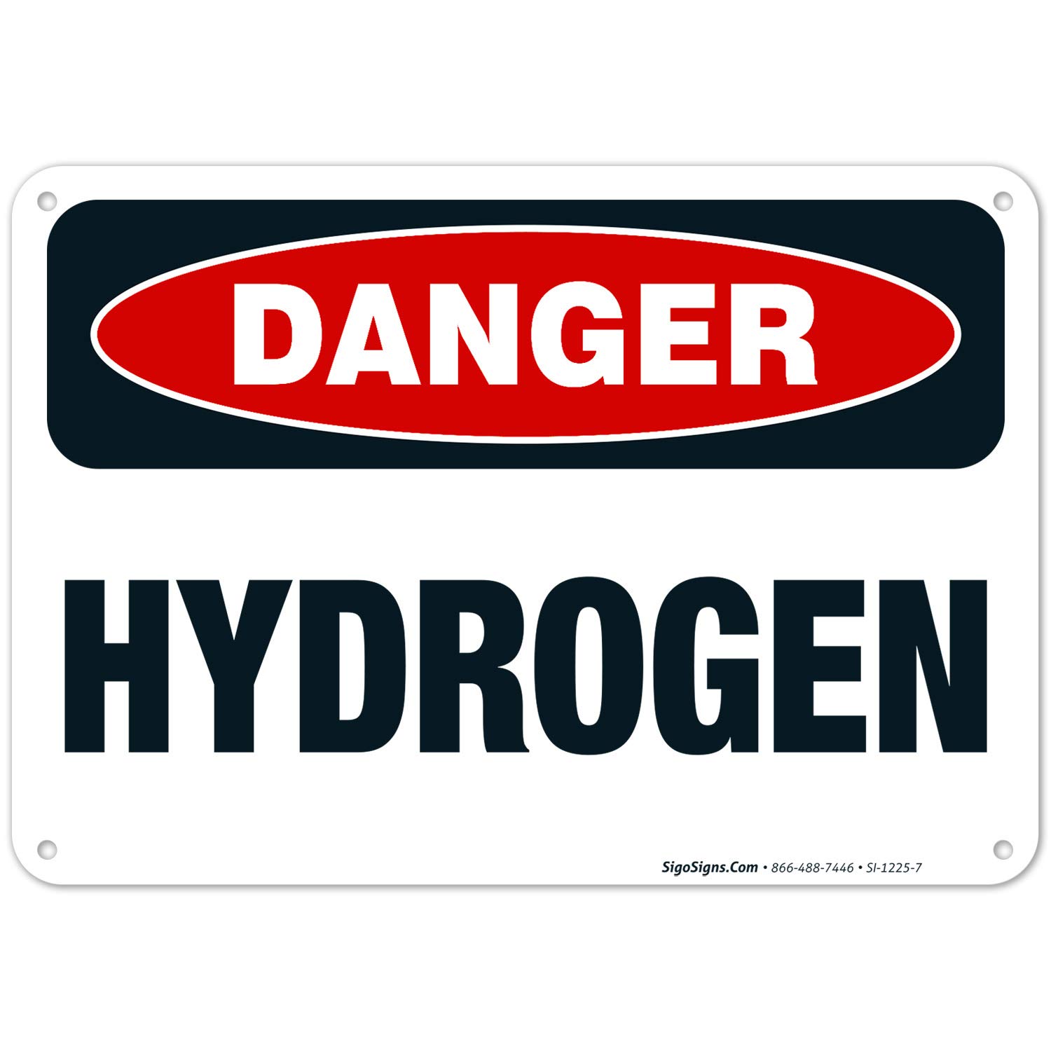 Danger Hydrogen Sign - OSHA Compliant 10x7 Inches Rust-Free .040 Aluminum Safety Sign, Fade Resistant for Indoor & Outdoor Use - Made in USA | Ideal for Laboratories, Industrial Facilities & Hazardous Material Storage Areas