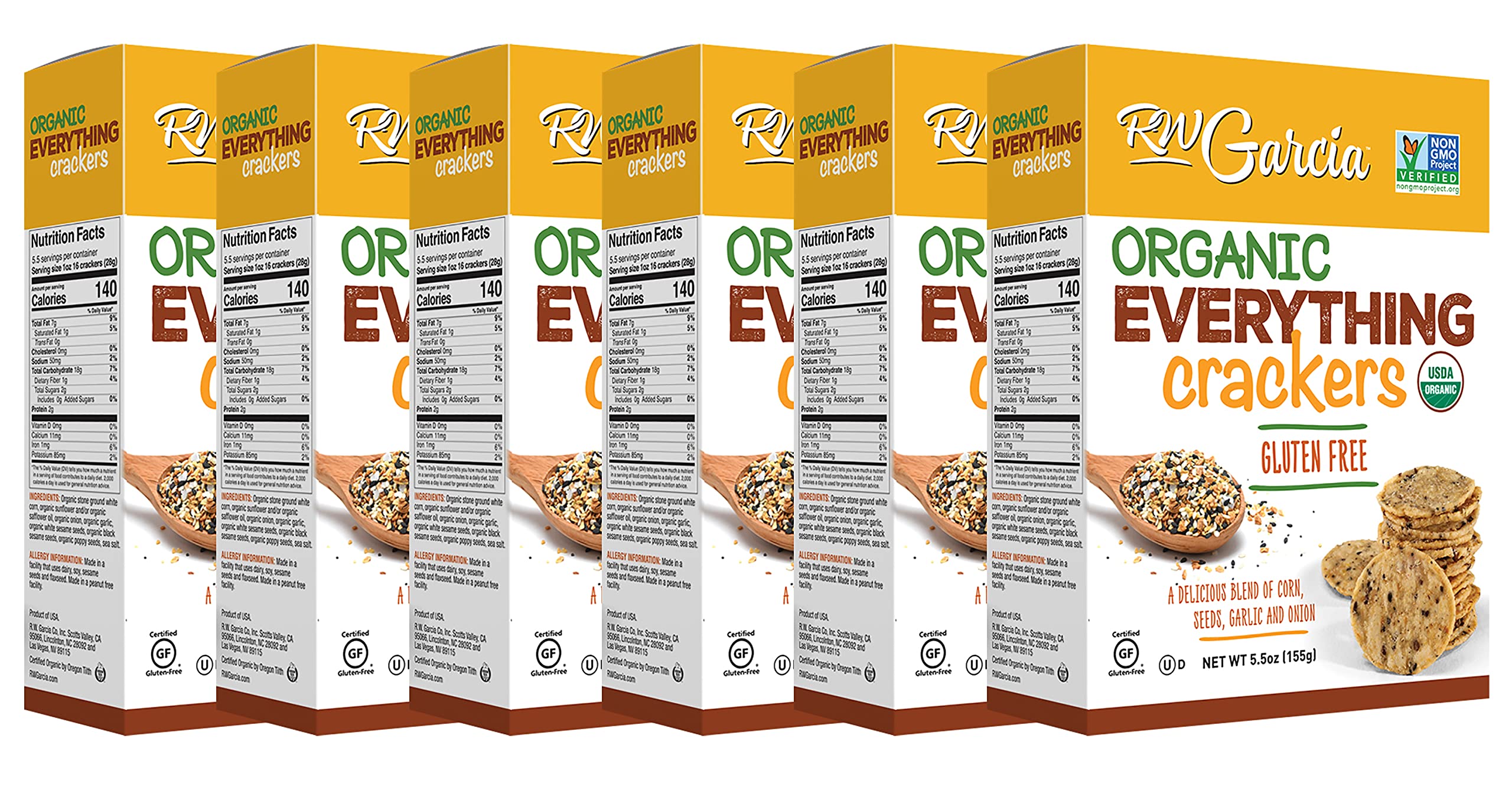 Organic Gluten Free Everything Crackers by RW Garcia - 5.5oz (6 Pack) | Healthy Snack for Parties, School Lunches & On-The-Go Eating
