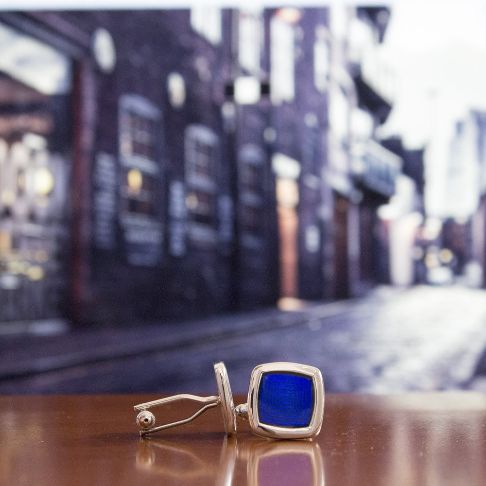 KingCuffs Enameled Square Cufflinks for Men - Elegant Dress Accessories for Weddings, Business & Formal Events | Stainless Steel Luxury Cuff Links