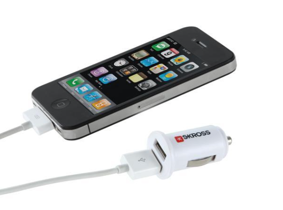 Skross Midget Dual USB Car Charger - Fast Charging 2.4A for iPhone & Android - Perfect for Road Trips & Daily Commute