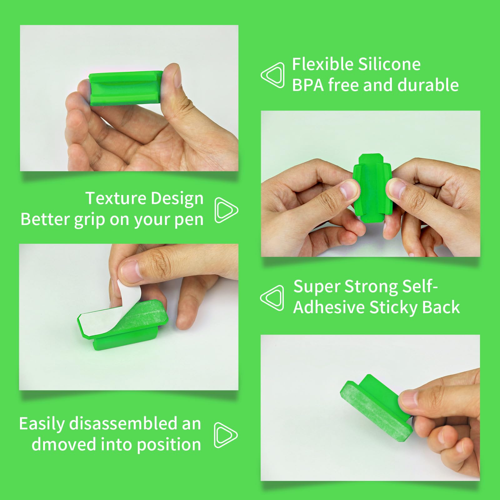 12 Pack Silicone Pen Holder for Desk - Adhesive Pencil Organizer with 12 Extra Stickers, Marker & Stationery Clip for Office, Classroom, Home - Perfect Teacher Supplies & Desk Accessories (Green) - Ideal for Organizing Pens, Pencils, Markers on Desks, Walls, or Any Smooth Surface
