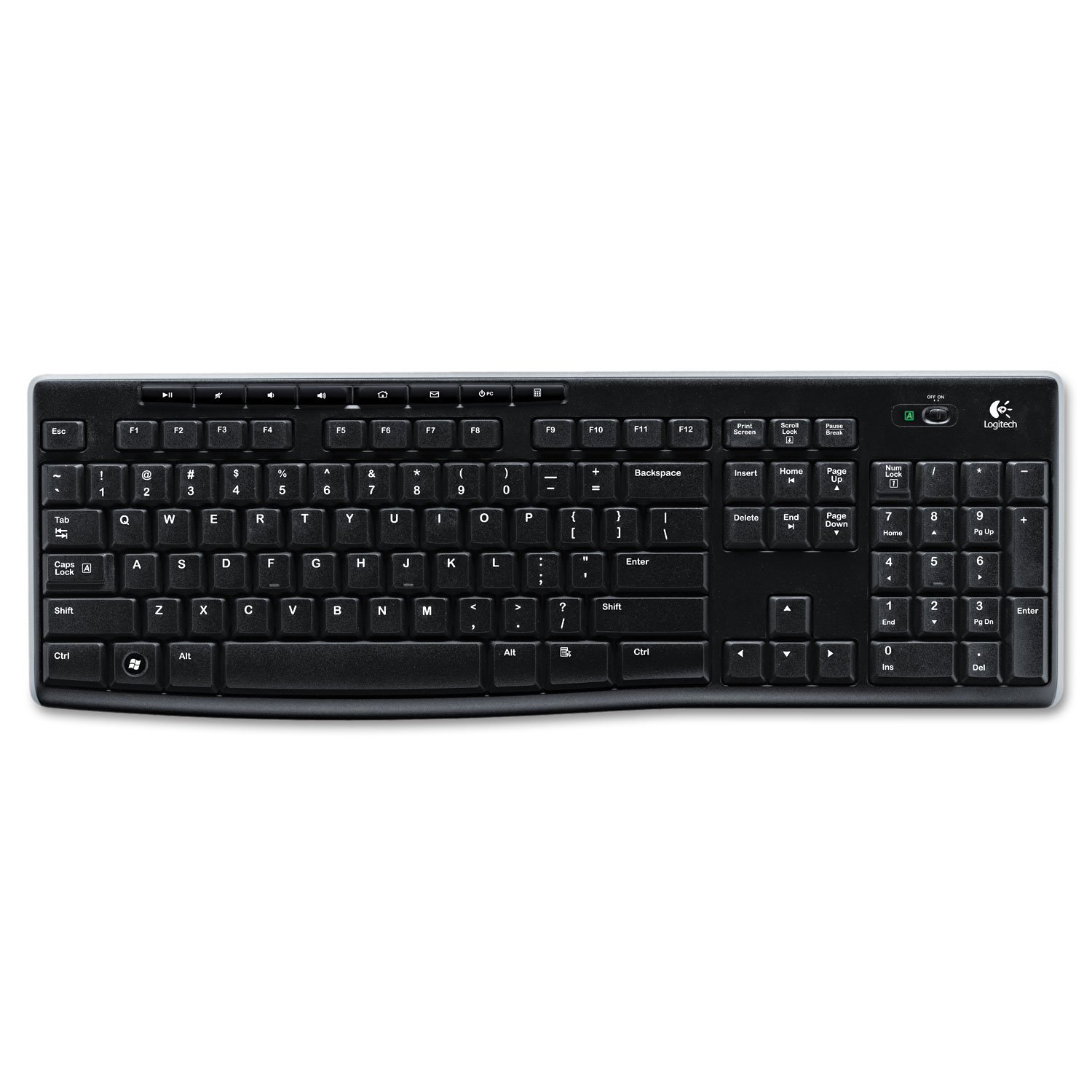 Logitech K270 Wireless Keyboard with USB Unifying Receiver - Black | Ergonomic Design for Home, Office & Gaming | Long Battery Life & Quiet Typing