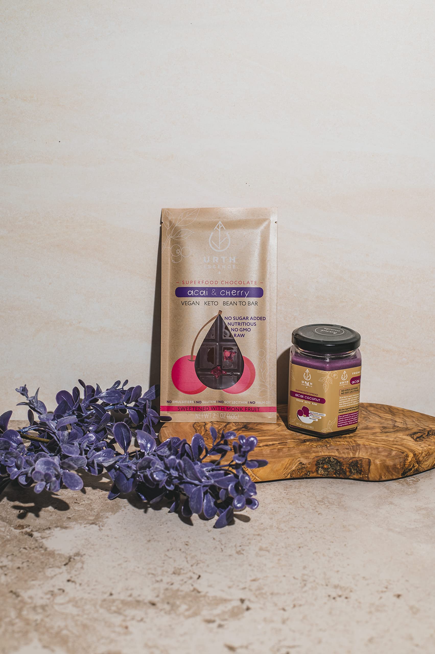 Organic Vegan Chocolate Bars - Sugar Free, Keto Friendly, Dairy Free, Gluten Free | Healthy Dark Chocolate with Acai & Cherry | Perfect for Keto Diet, Vegan Gifts & Gluten-Free Snacking