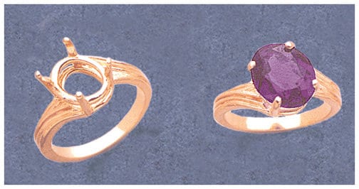 Solid Sterling Silver or 14kt Gold 11x9mm or 14x10mm Oval 4-Prong Pre-Notched Offset Blank Ring Setting - Size 7 (163530/143530) - Perfect for Engagement Rings, Wedding Bands & Jewelry Making