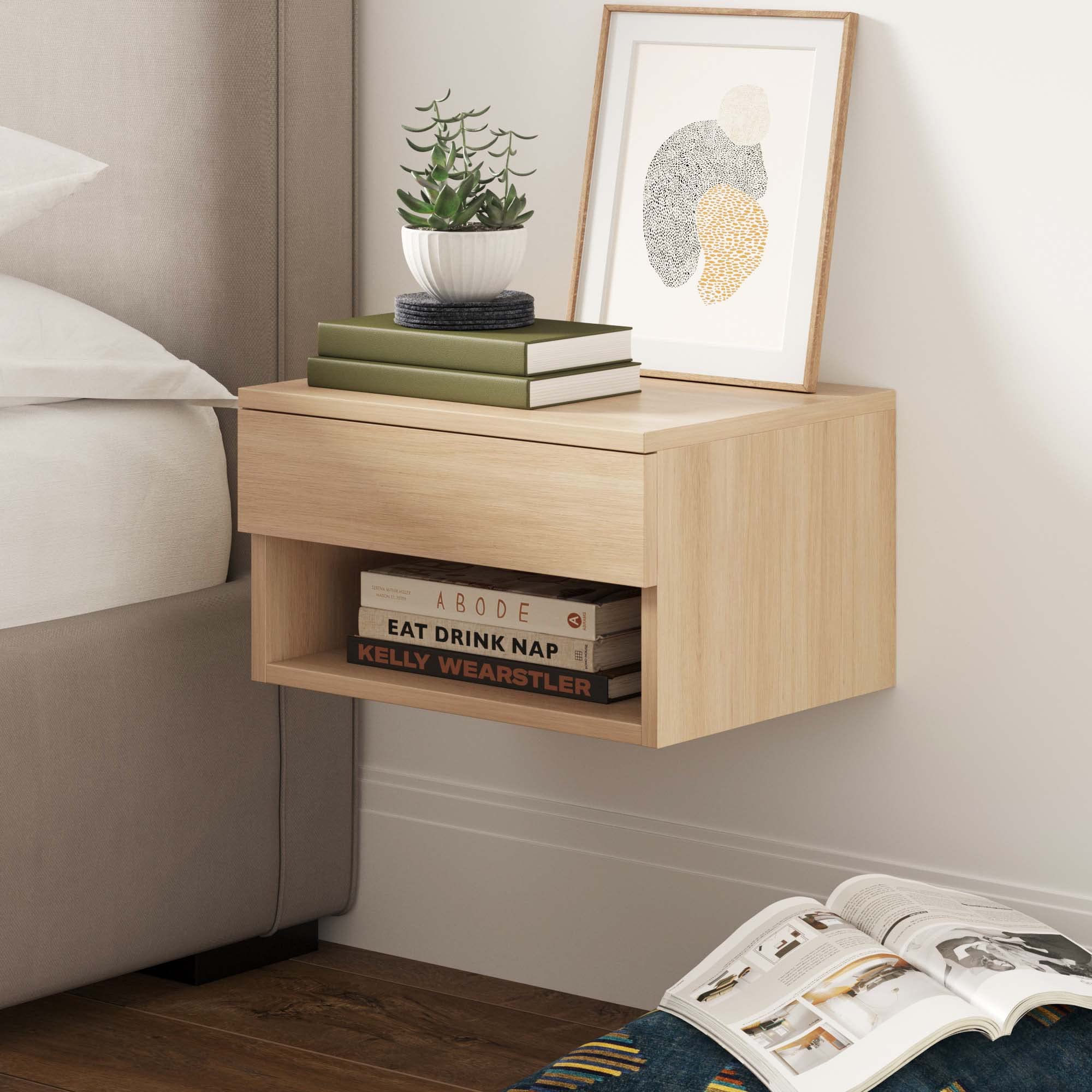 Nathan James Harper Nightstand - Modern Light Oak Wood Side Table with Storage Drawer, Perfect for Bedroom, Living Room or Office