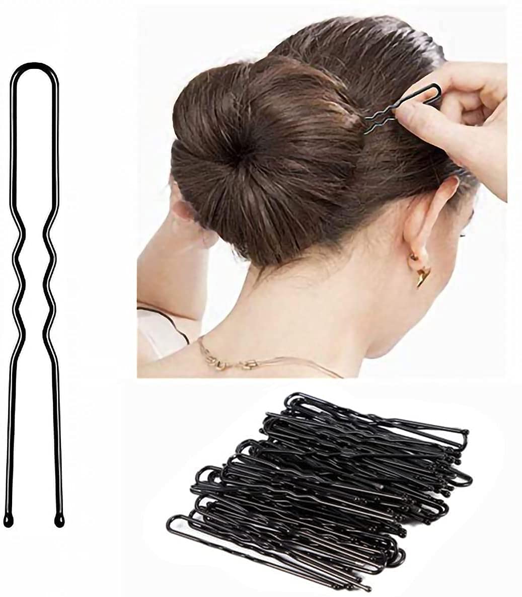 120 Pcs Black U-Shaped Bobby Pins - Wavy Hair Clips for Women, Salon Grip Barrette Hairpins, DIY Hair Accessories (Medium) - Perfect for Styling, Updos, Braids & Everyday Hair Hold