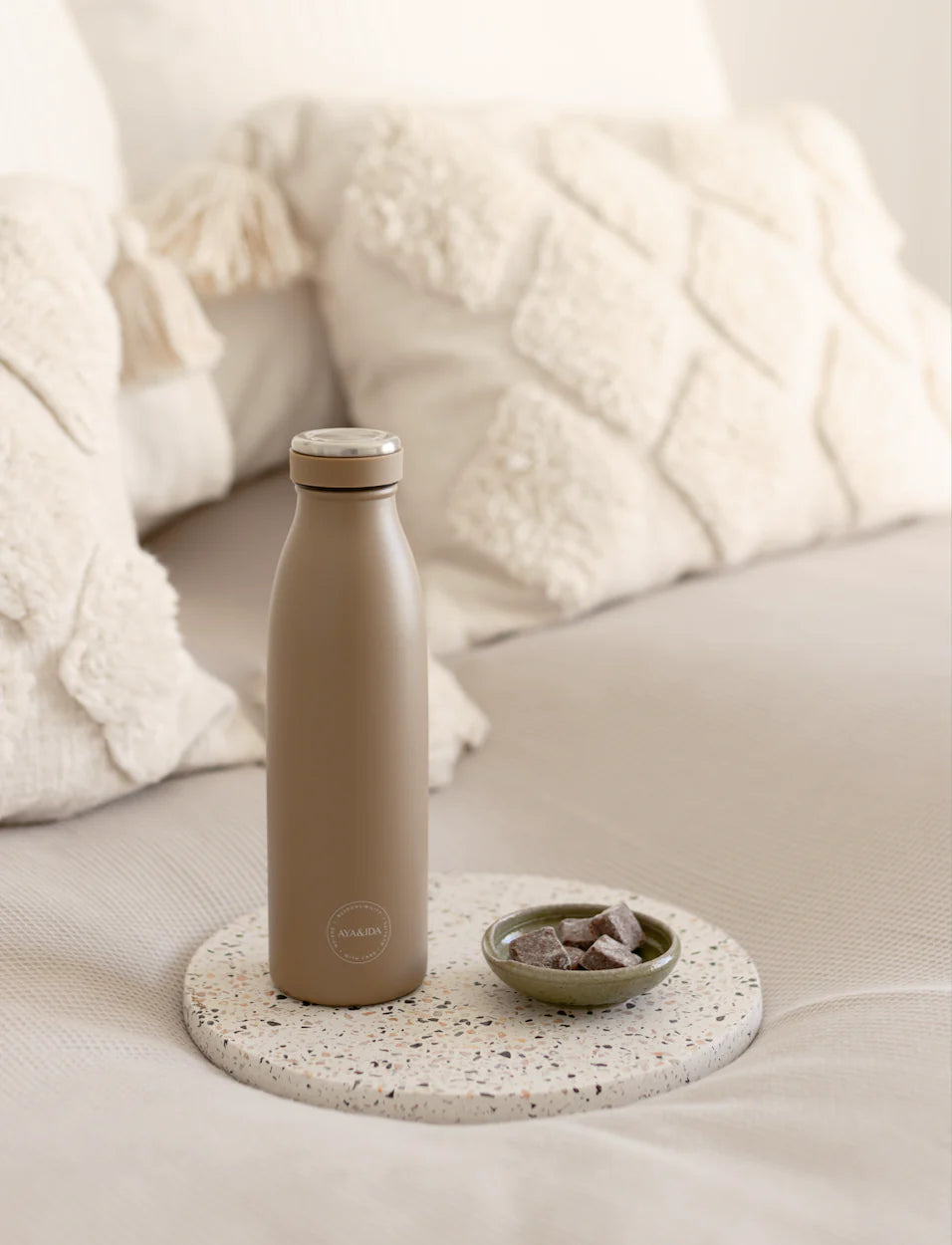 AYA&IDA 500ML Insulated Stainless Steel Water Bottle - Dusty Brown, Leak Proof & BPA Free - Perfect for Gym, Hiking, Travel & Everyday Hydration