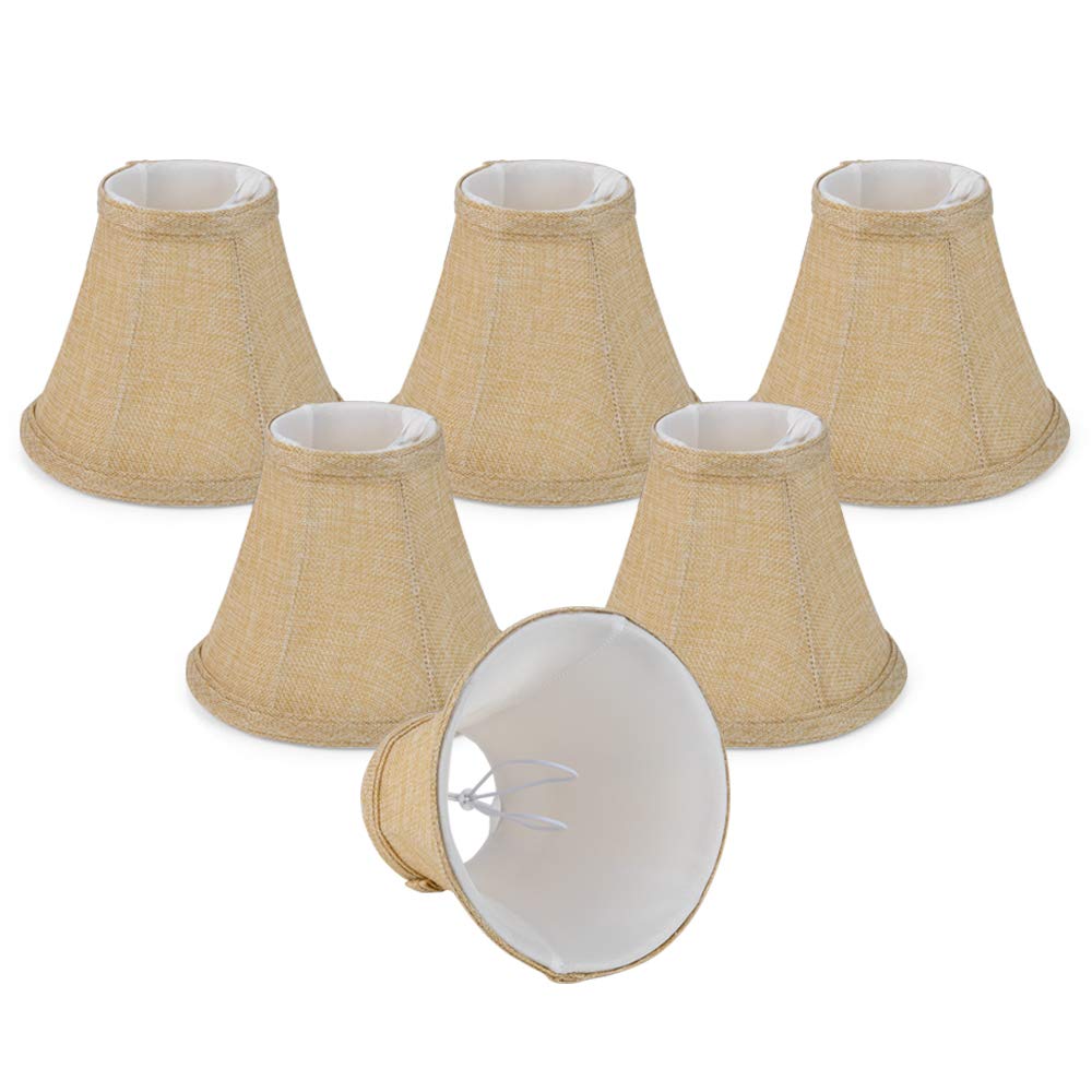 6-Pack Wellmet Small Clip-On Drum Lamp Shades for Candle Bulbs - 3x6x5 Inches - Perfect for Bedside, Desk & Decorative Lighting