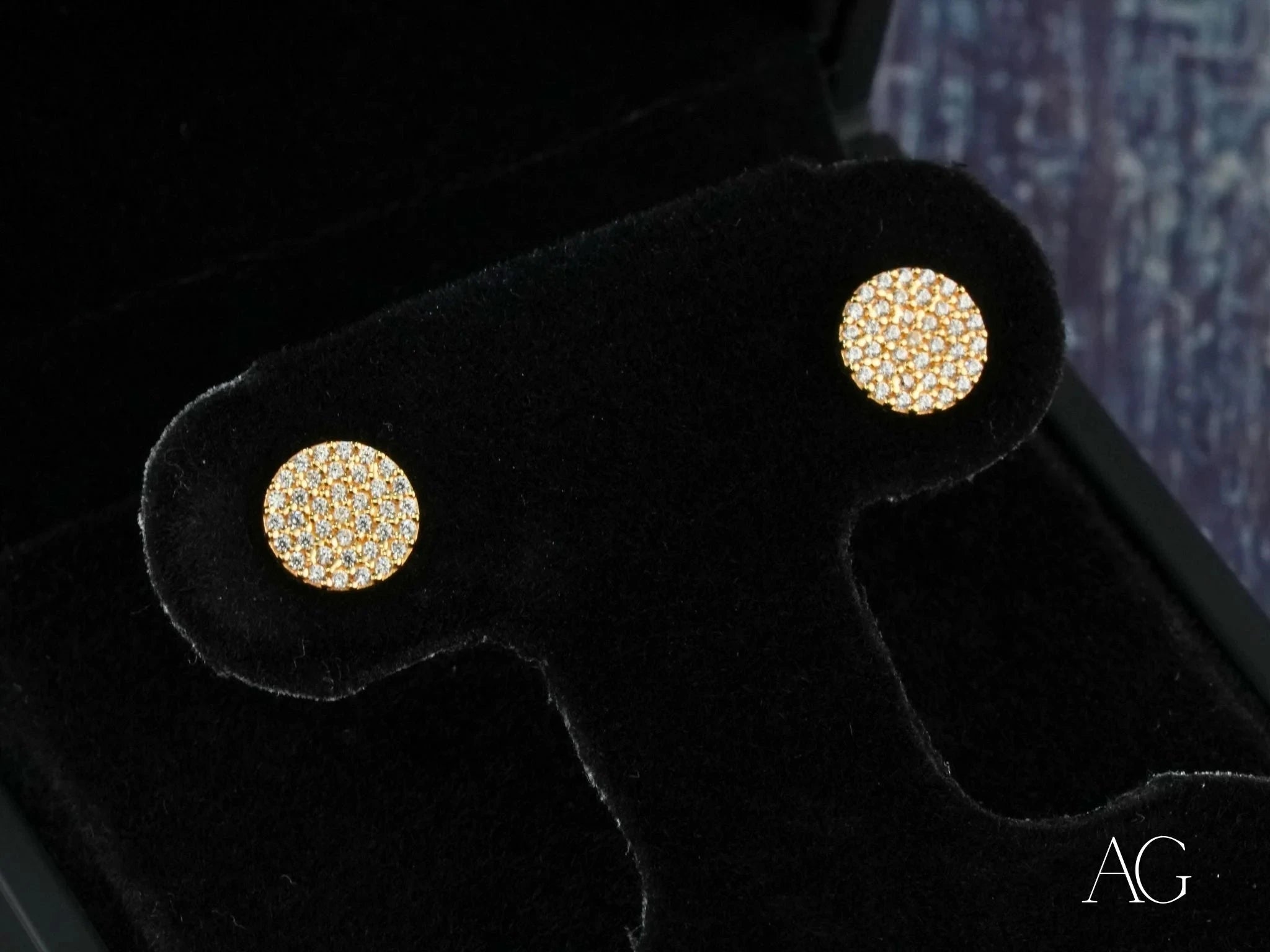 18K Yellow Gold Plated CZ Stud Earrings for Women – Sparkling Cubic Zirconia Pave Earrings for Wedding, Party & Everyday Wear