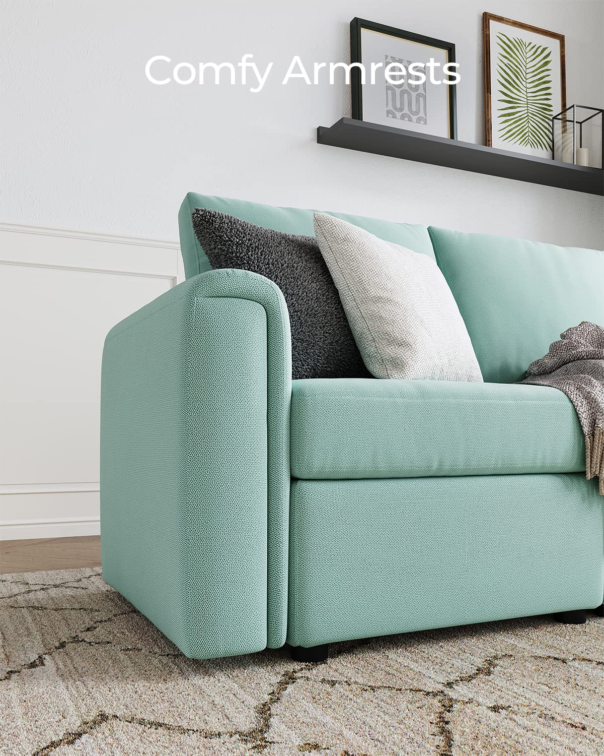 LINSY HOME Modular Sectional Sofa Armrest Pair - Wide Track Arm in Teal for Sofa Extension & Upgrade | Perfect for Living Room, Lounge & Home Theater Seating
