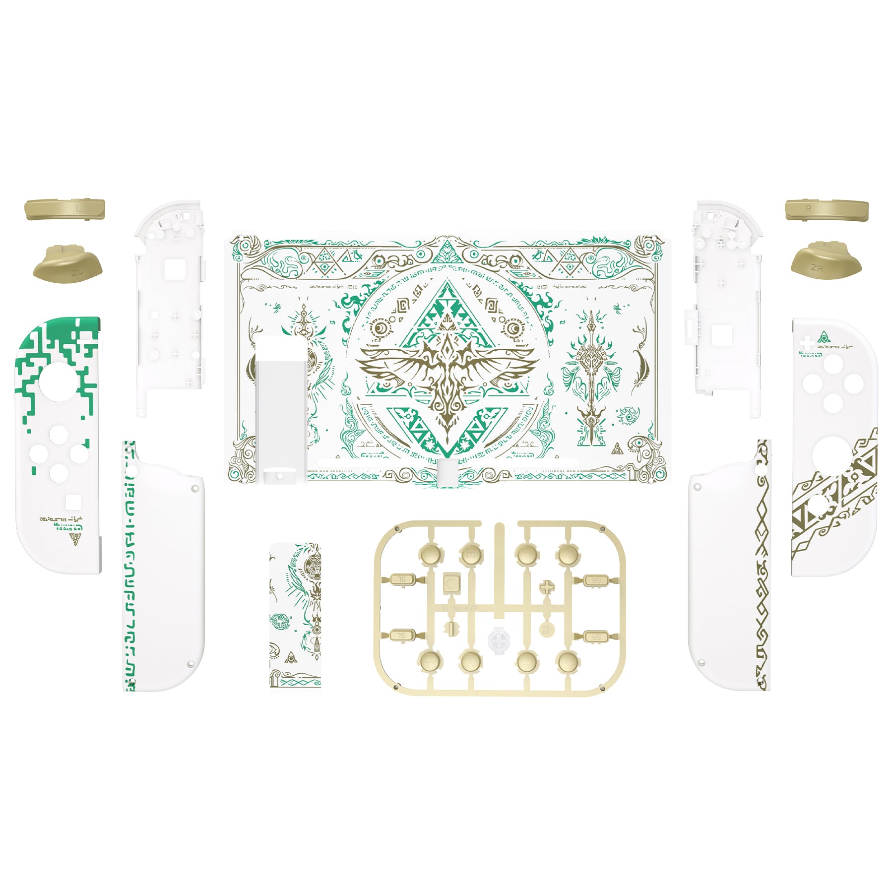 eXtremeRate Glow in Dark Totem of Kingdom White Back Plate for Nintendo Switch Console & Joycon Controller - DIY Replacement Shell with Buttons - Perfect for Gaming at Night or Low Light Conditions