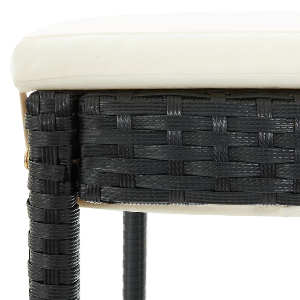2-Pack Black Poly Rattan Garden Bar Stools with Cushions - Outdoor Patio, Poolside & Backyard Seating Furniture for Relaxing & Entertaining