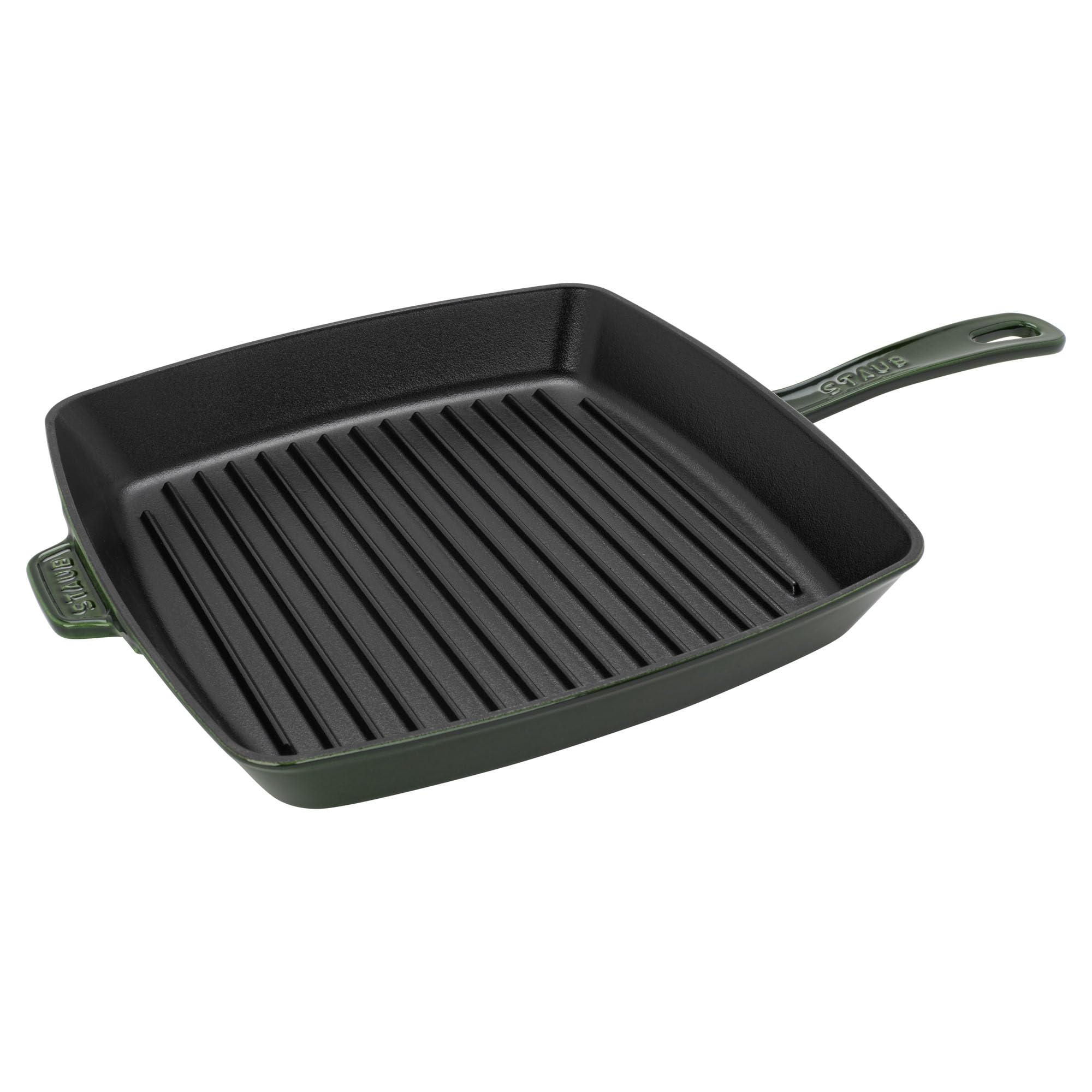Staub 12-Inch Square Cast Iron Grill Pan - Basil Green | Pre-Seasoned, Heavy Duty, Even Heat Distribution | Perfect for Indoor & Outdoor Grilling, BBQ, Steaks, Vegetables
