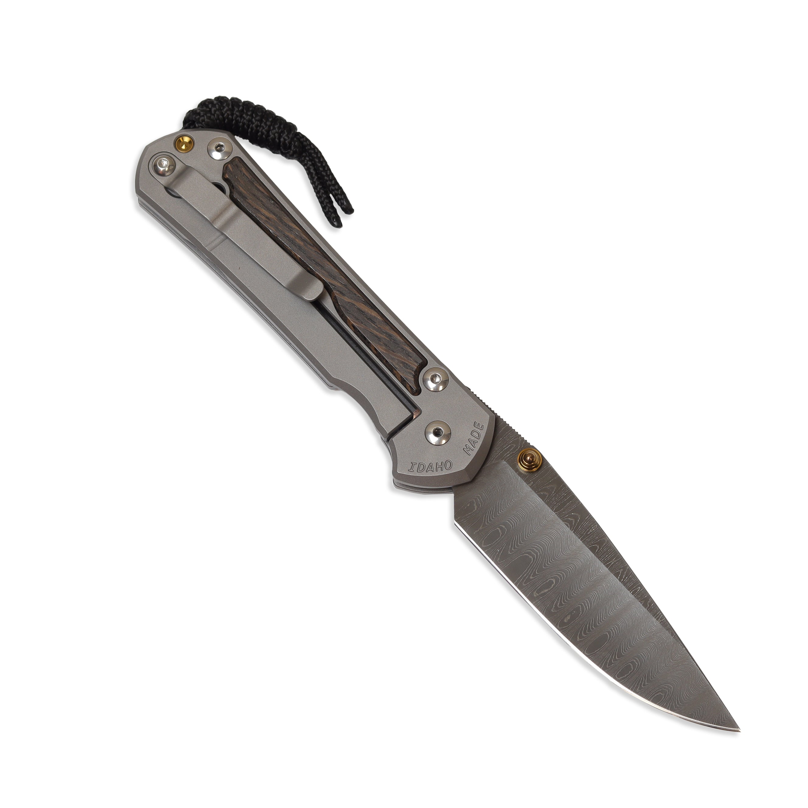 Chris Reeve Knives Large Sebenza 31 - Damascus Steel Blade with Bog Oak Inlay & Gold Accents - Premium Folding Pocket Knife for Outdoor, Camping, EDC & Collectors
