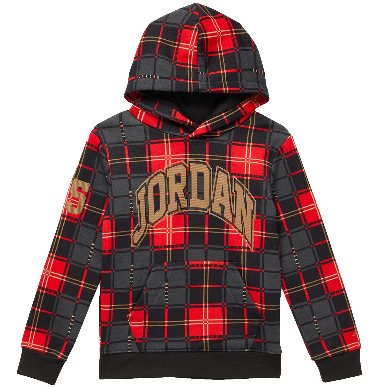 Jordan Baby Boys Plaid Pullover Hoodie - Soft Fleece Toddler Sweatshirt (3T, Black) - Cozy & Stylish for Playdates, Outings & Everyday Wear