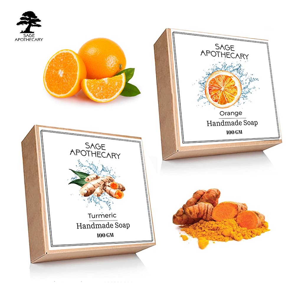 **Organic Turmeric & Orange Handmade Bath Soap for Sensitive Skin – Sulfate-Free, Chemical-Free, 100g (Pack of 2) – Gentle Cleansing for Face & Body, Ideal for Dry Skin – Perfect for Daily Use & Spa Relaxation**