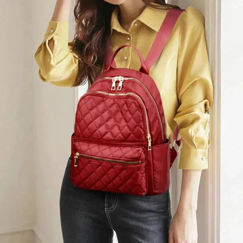Quilted Nylon Women's Travel Backpack - Lightweight Carry-On Backpack for Airplane, Commute & Weekend Getaways | Water-Resistant Laptop Bag with USB Charging Port