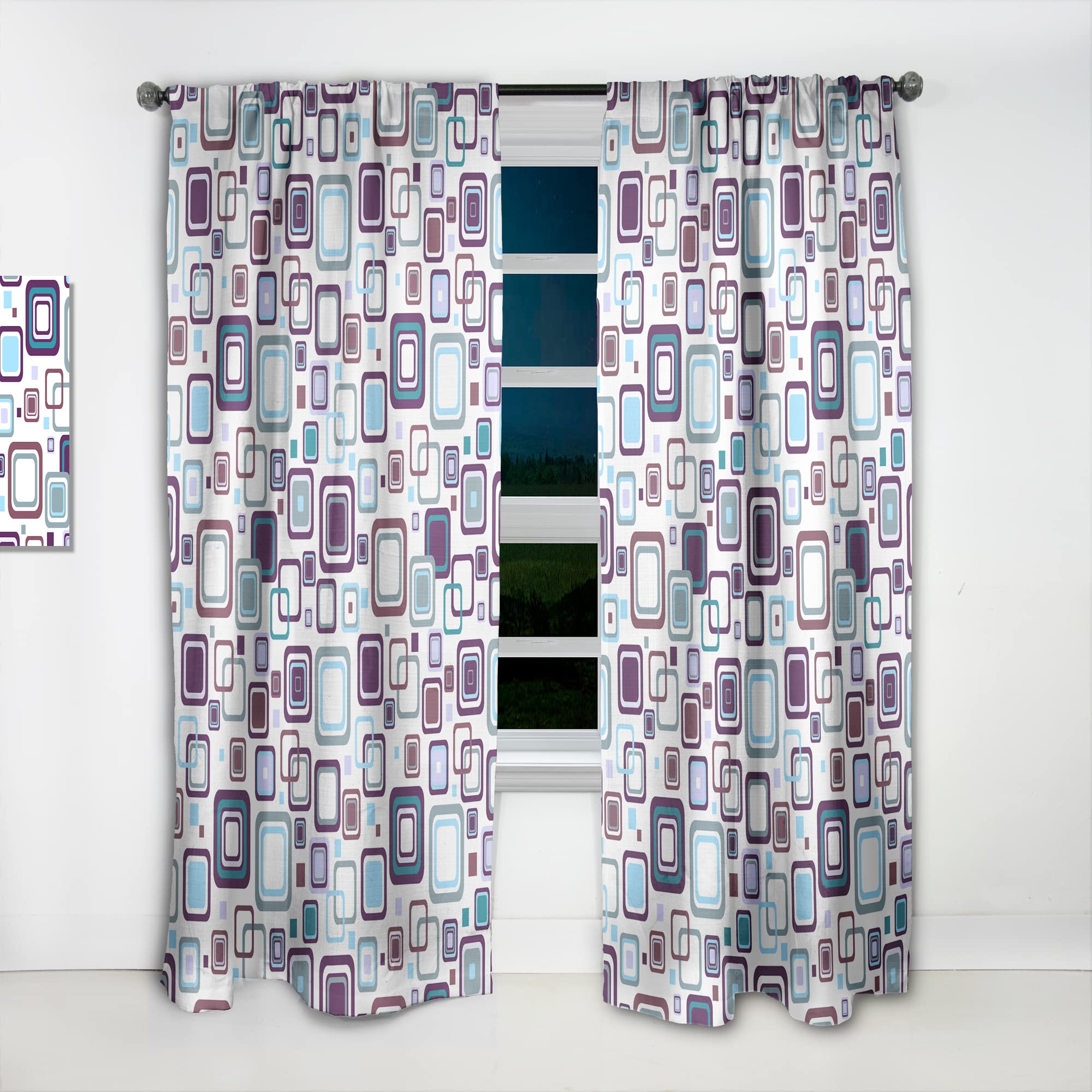 DesignQ Retro Square Thermal Insulated Curtains - Single Panel 52x84 - Blackout Drapes for Bedroom & Living Room - Perfect for Home Decor & Light Control
