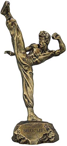 Bruce Lee Statue - Resin Kung Fu King Sculpture for Desk & Bookcase Display | Home Office Decor, Martial Arts Fan Gift, Collectible Figurine for Bruce Lee Enthusiasts