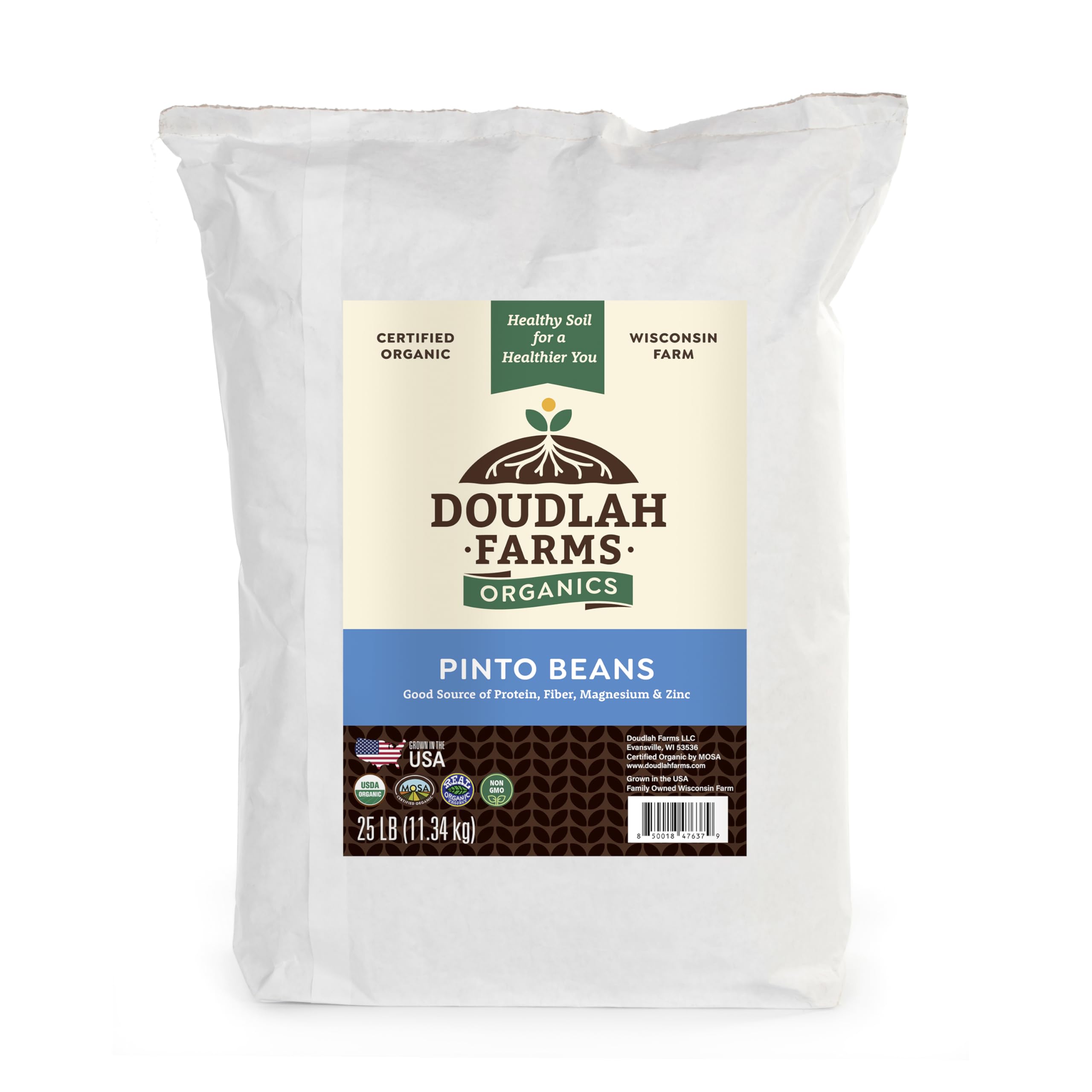 Organic Dried Pinto Beans 25lb Bulk - Non-GMO, Vegan, Grown in USA | High Fiber & Protein | Certified Clean | Regenerative Soil Farming | Perfect for Soups, Burritos, Salads, Chili, Meal Prep & Healthy Cooking