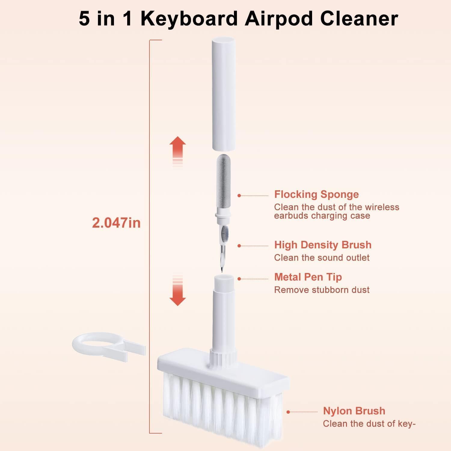 5-in-1 Keyboard Cleaning Kit with Soft Bristle Brush, Keycap Puller & Earbud Cleaner - Professional Cleaning Tools for Mechanical Keyboards, PC Laptops & Headphones (White) - Perfect for Gamers, Office Workers & Tech Enthusiasts