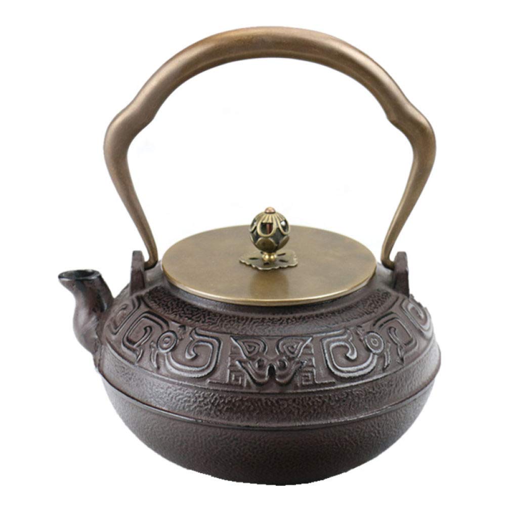 1.2L Japanese Cast Iron Teapot with Vintage Chinese Grain Pattern - Elegant Iron Kettle for Tea Brewing, Home & Kitchen Decor - Perfect for Afternoon Tea, Gifts, and Traditional Ceremonies